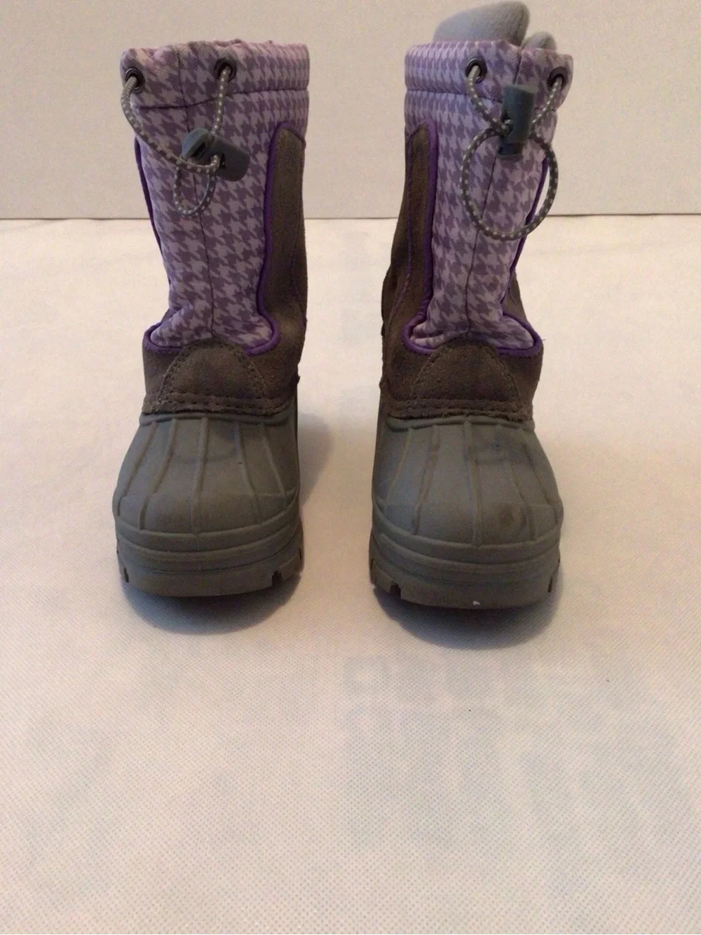 Sporto Frost II-G Kids Size 11M Waterproof Snow Boots Gray Purple Houndstooth